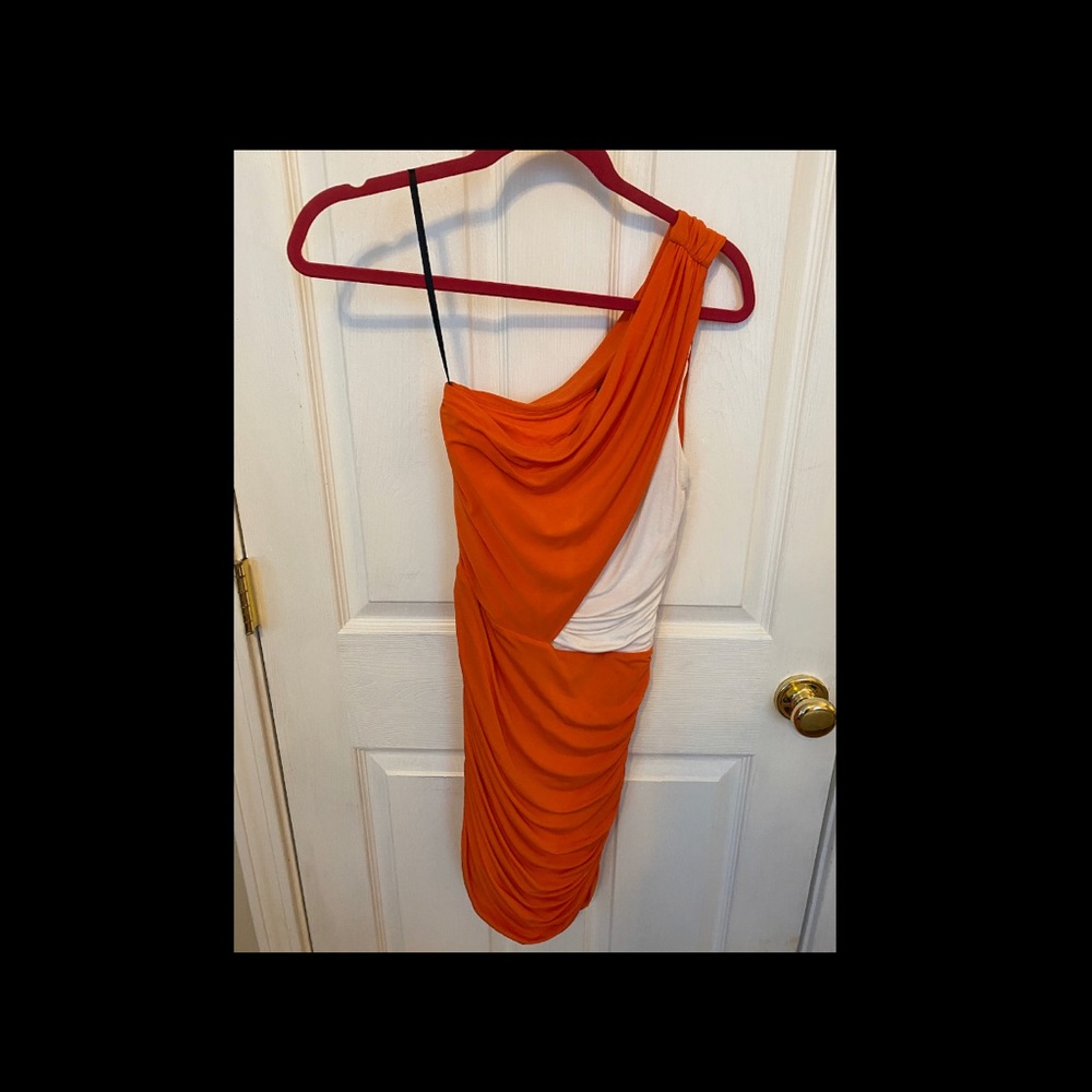 Bebe Orange and White Dress